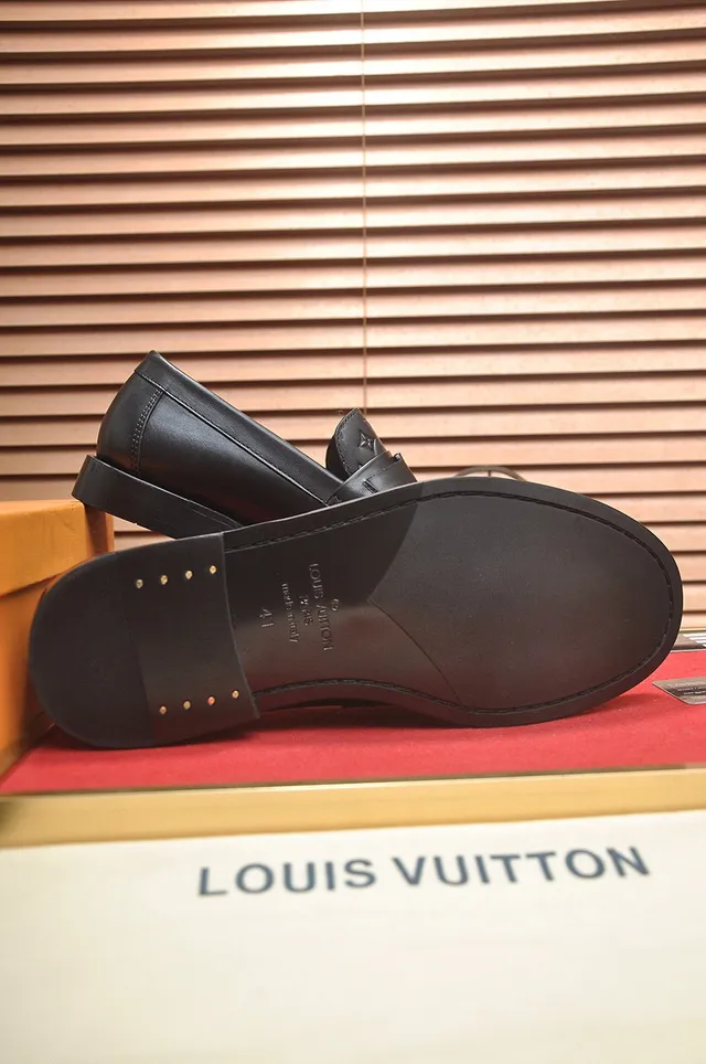 Louis Vuitton Black Leather Monogram-Embossed Strap Loafer 5