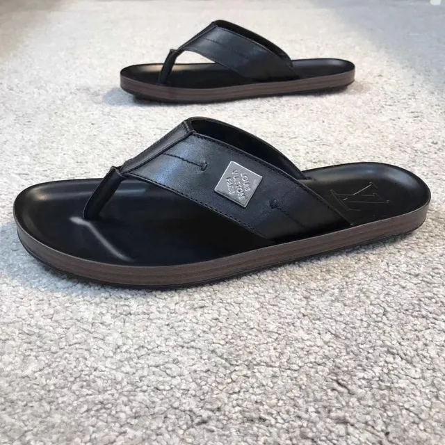 Louis Vuitton Black Leather Monogram Slippers 2