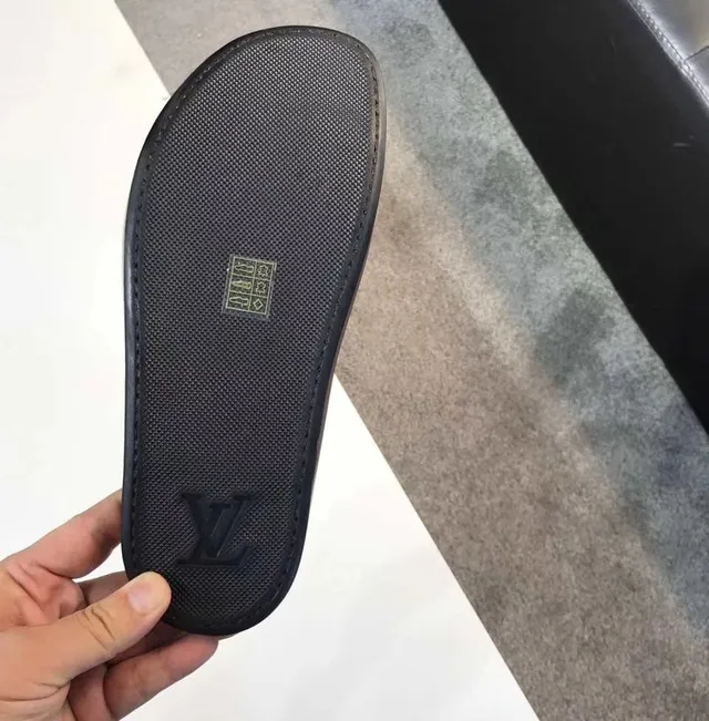 Louis Vuitton Black Leather Monogram Slippers 4