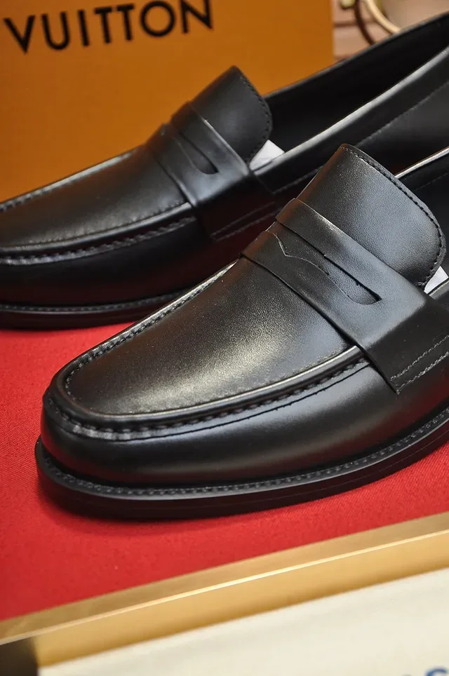 Louis Vuitton Black Leather Penny Strap Loafers 2