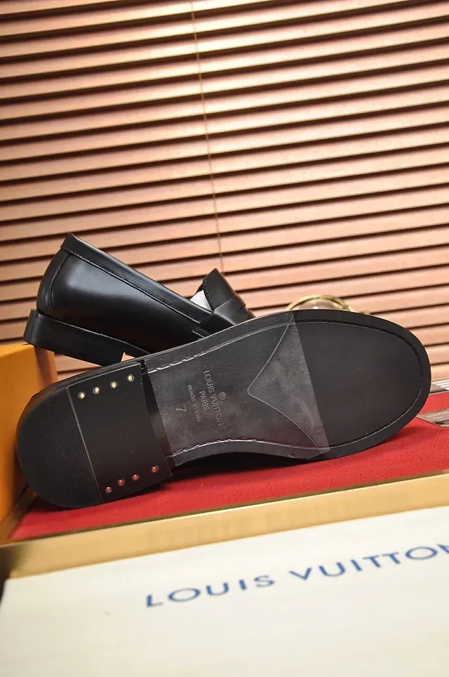 Louis Vuitton Black Leather Penny Strap Loafers 3