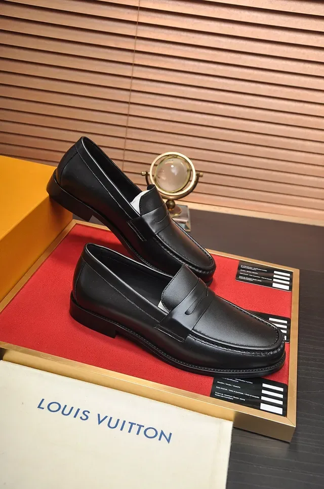 Louis Vuitton Black Leather Penny Strap Loafers 4