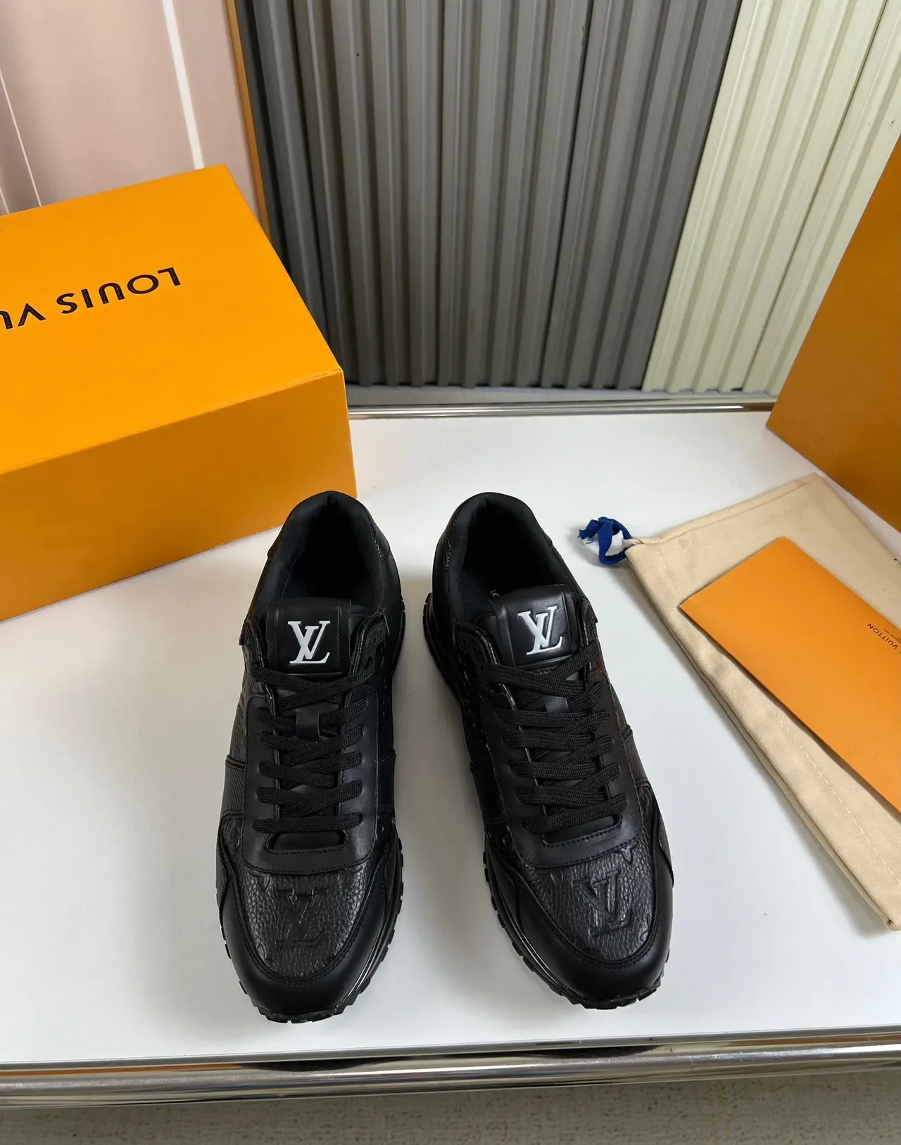 Louis Vuitton Black Monogram-Embossed Leather Translucent Midsole Lifestyle Sneakers 8