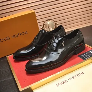 Louis Vuitton Black Patent Leather Cap-Toe Oxford Shoes