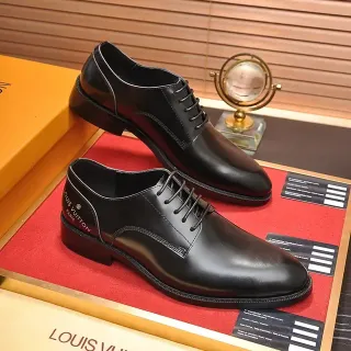 Louis Vuitton Black Polished Leather Cap Toe Oxford Shoes