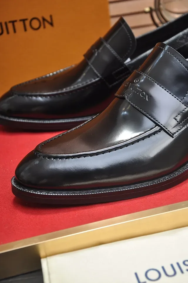 Louis Vuitton Black Polished Leather Monogrammed Strap Loafer 2
