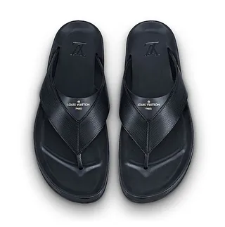 Louis Vuitton Black Ribbed Strap Slippers 2