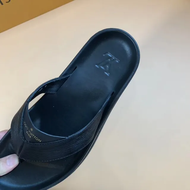 Louis Vuitton Black Ribbed Strap Slippers 3