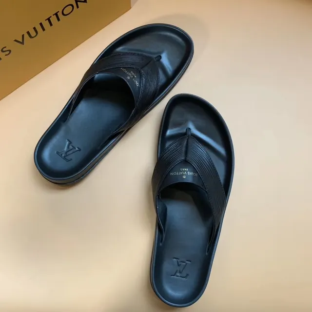 Louis Vuitton Black Ribbed Strap Slippers 5