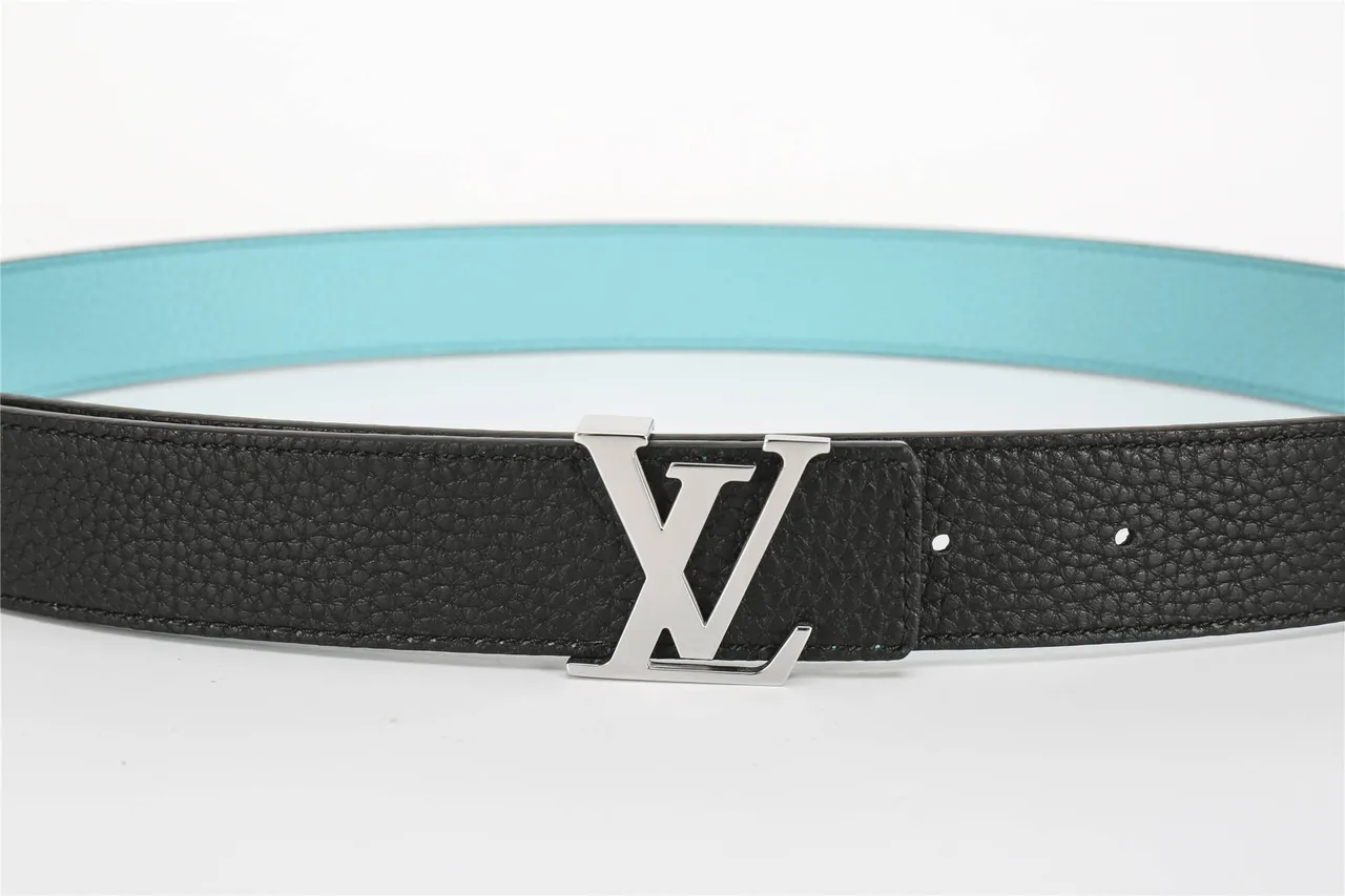 Louis Vuitton Black Silver Pebbled Monogram Buckle Leather Belt 6