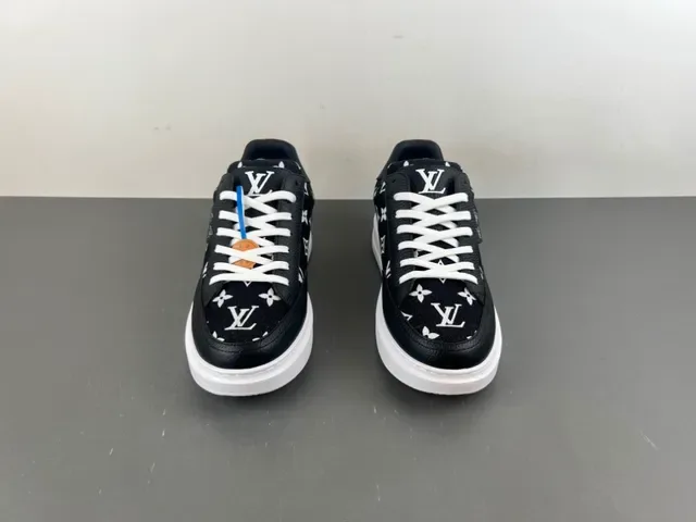 Louis Vuitton Black White Monogram Canvas Pebbled Leather Accents Lifestyle Sneakers 10