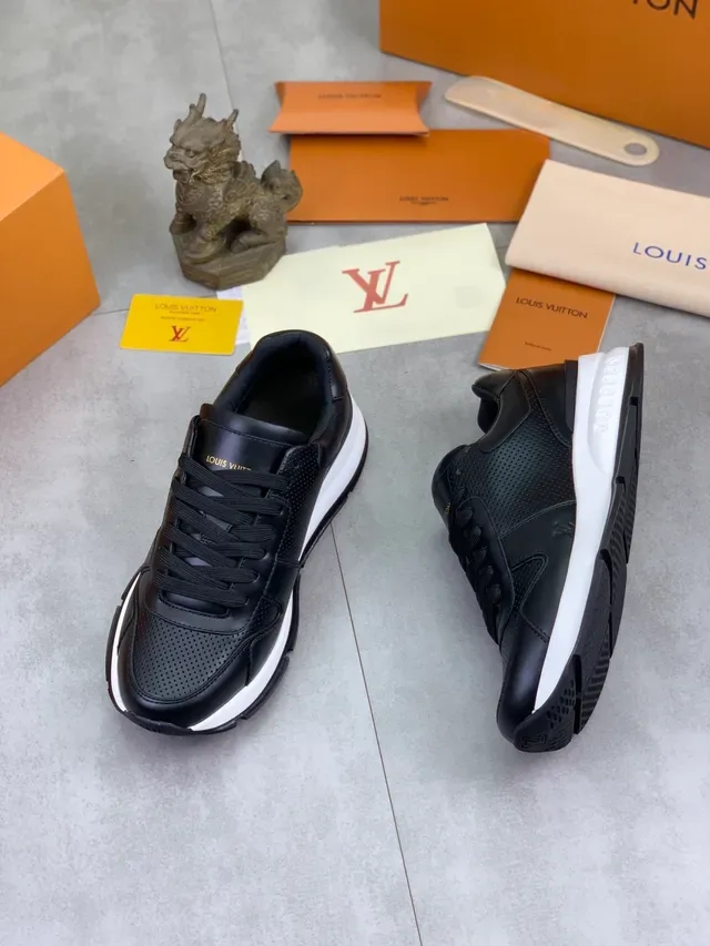 Louis Vuitton Black White Perforated Leather Upper Contrast Midsole Lifestyle Sneakers 4