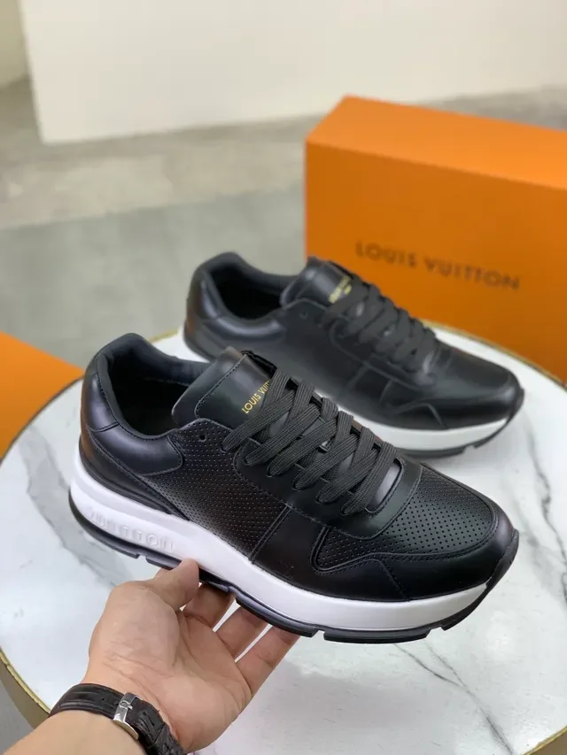 Louis Vuitton Black White Perforated Leather Upper Contrast Midsole Lifestyle Sneakers 5