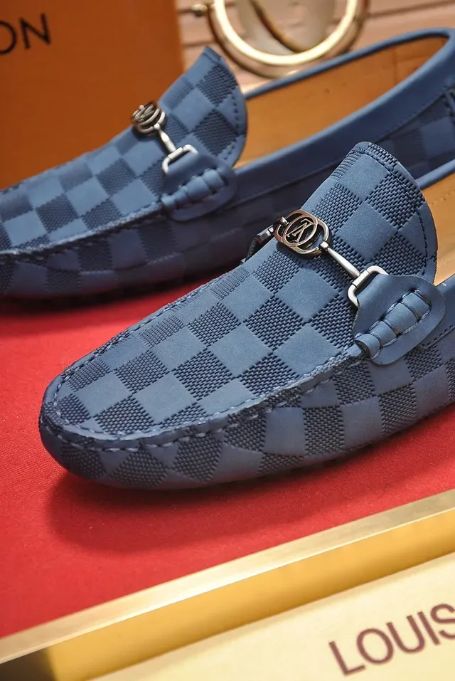 Louis Vuitton Blue Beige Damier Cobalt Canvas Horsebit Buckle Loafer 2