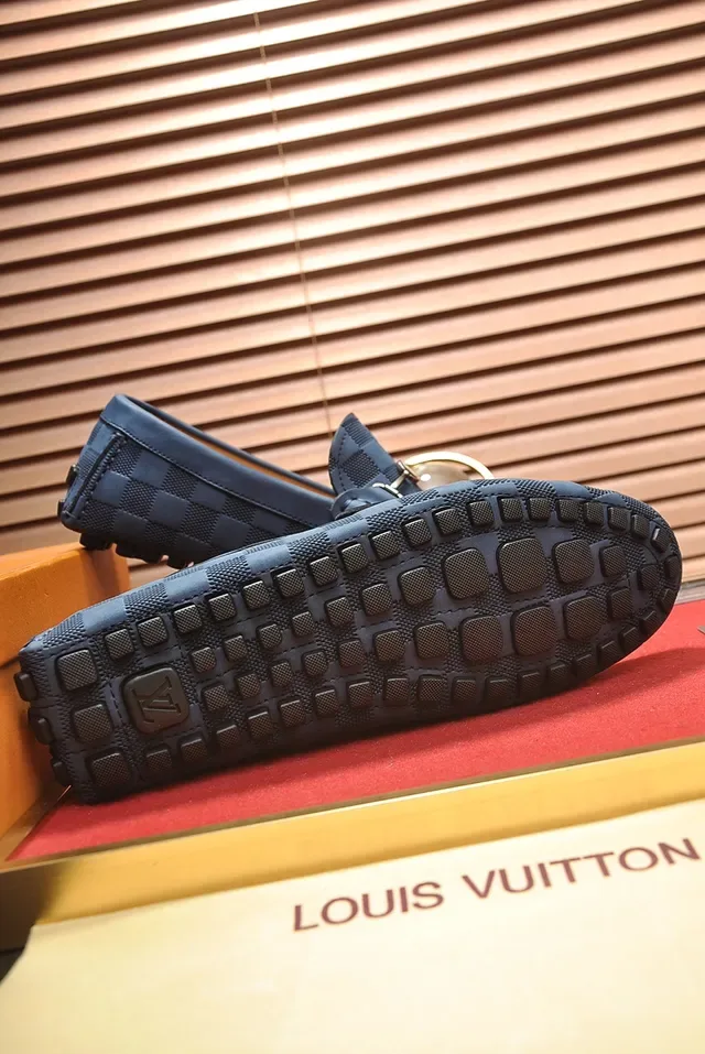 Louis Vuitton Blue Beige Damier Cobalt Canvas Horsebit Buckle Loafer 3