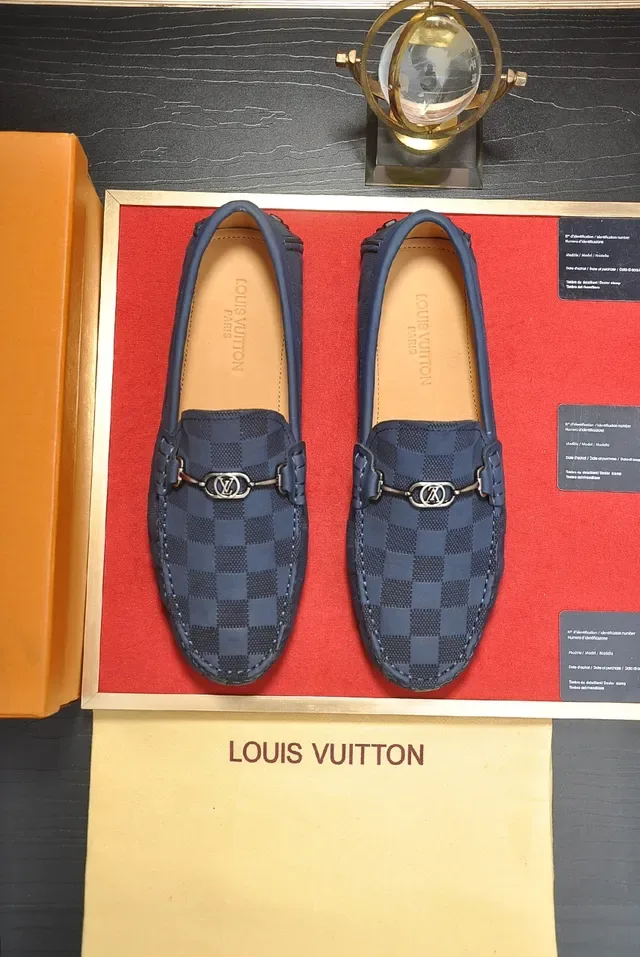 Louis Vuitton Blue Beige Damier Cobalt Canvas Horsebit Buckle Loafer 5