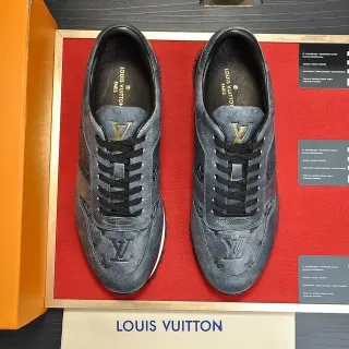Louis Vuitton Blue Black Monogrammed Textured Upper Gold-Tone LV Logos Lifestyle Sneakers