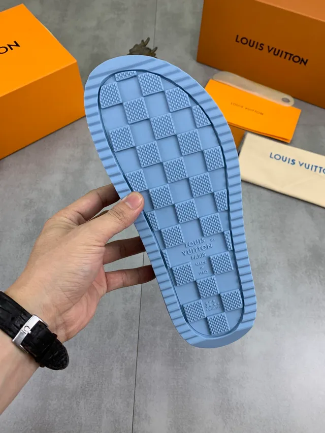 Louis Vuitton Blue Suede Perforated Buckle Strap Loafer 3
