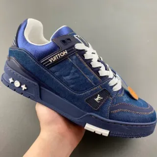 Louis Vuitton Blue White Denim Upper Chunky Layered Sole Lifestyle Sneakers