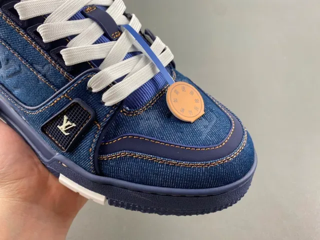 Louis Vuitton Chaussures Lifestyle Semelle Épaisse Stratifiée Avec Tige En Denim Bleu Blanc 2