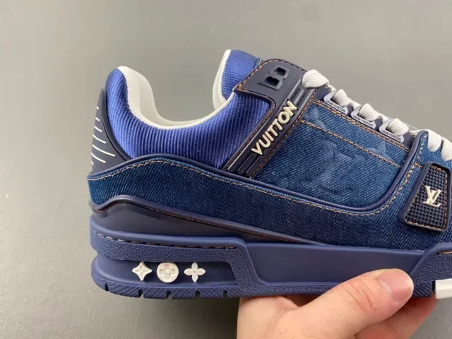 Louis Vuitton Chaussures Lifestyle Semelle Épaisse Stratifiée Avec Tige En Denim Bleu Blanc 3
