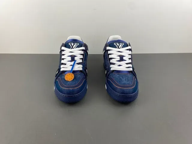 Louis Vuitton Chaussures Lifestyle Semelle Épaisse Stratifiée Avec Tige En Denim Bleu Blanc 11
