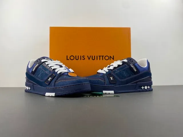 Louis Vuitton Chaussures Lifestyle Semelle Épaisse Stratifiée Avec Tige En Denim Bleu Blanc 13