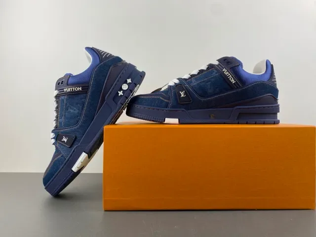 Louis Vuitton Chaussures Lifestyle Semelle Épaisse Stratifiée Avec Tige En Denim Bleu Blanc 14