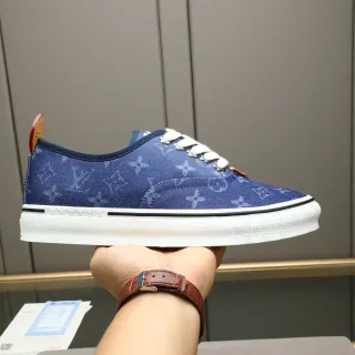 Louis Vuitton Blue White Monogram Canvas Low-Top Lifestyle Sneakers