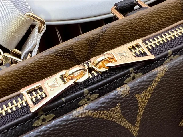 Louis Vuitton Brown Beige Monogram Canvas Tan Leather Trim Boston Bag 4