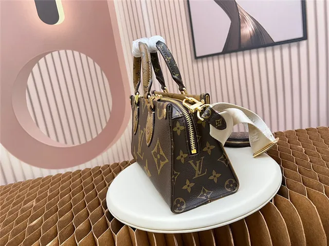 Louis Vuitton Brown Beige Monogram Canvas Tan Leather Trim Boston Bag 8