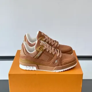Louis Vuitton Brown Beige Structured Layered Upper Monogrammed Mesh Panel Lifestyle Sneakers