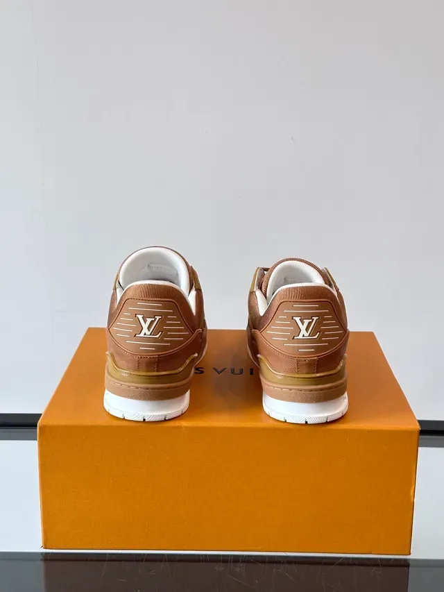 Louis Vuitton Brown Beige Structured Layered Upper Monogrammed Mesh Panel Lifestyle Sneakers 3