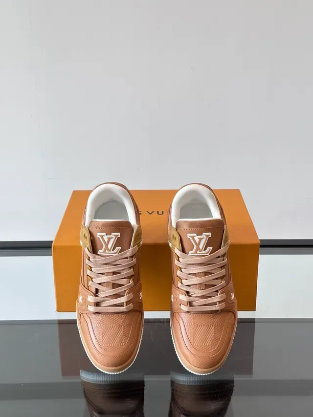 Louis Vuitton Brown Beige Structured Layered Upper Monogrammed Mesh Panel Lifestyle Sneakers 4