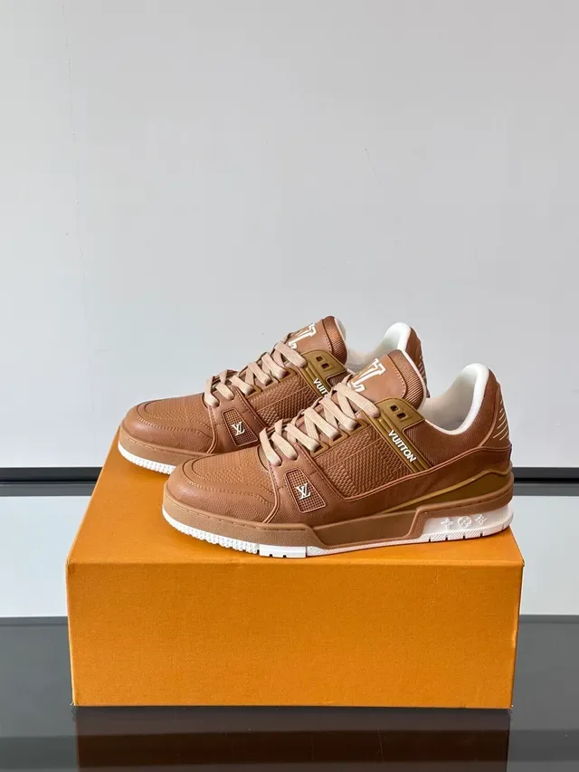 Louis Vuitton Brown Beige Structured Layered Upper Monogrammed Mesh Panel Lifestyle Sneakers 5