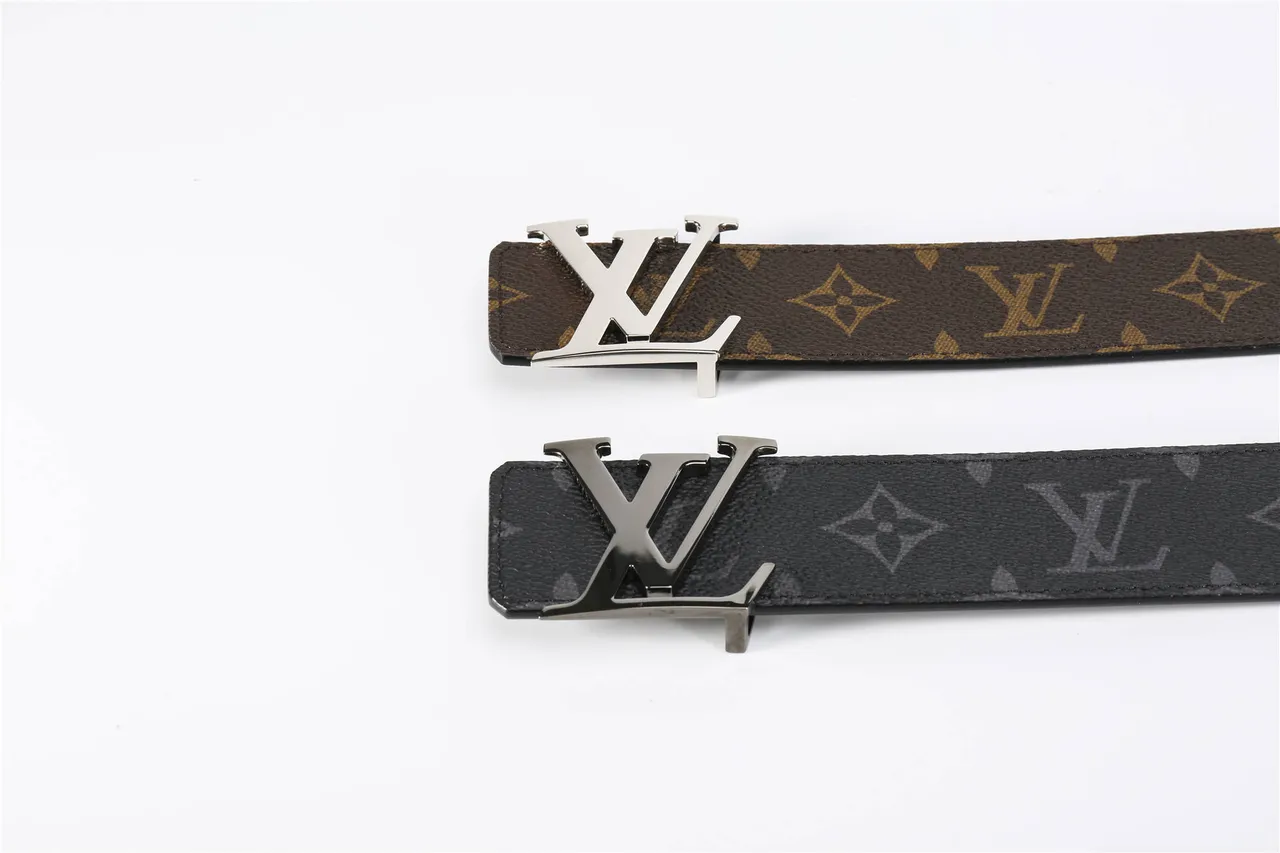Louis Vuitton Brown Black Monogram Canvas Silver-Tone LV Buckle Leather Belt 3