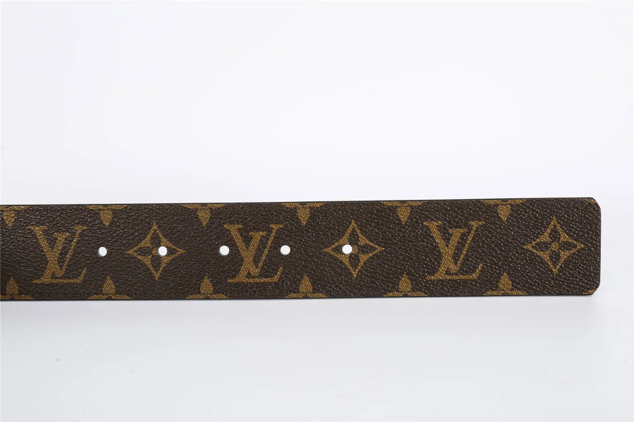 Louis Vuitton Brown Black Monogram Canvas Silver-Tone LV Buckle Leather Belt 7