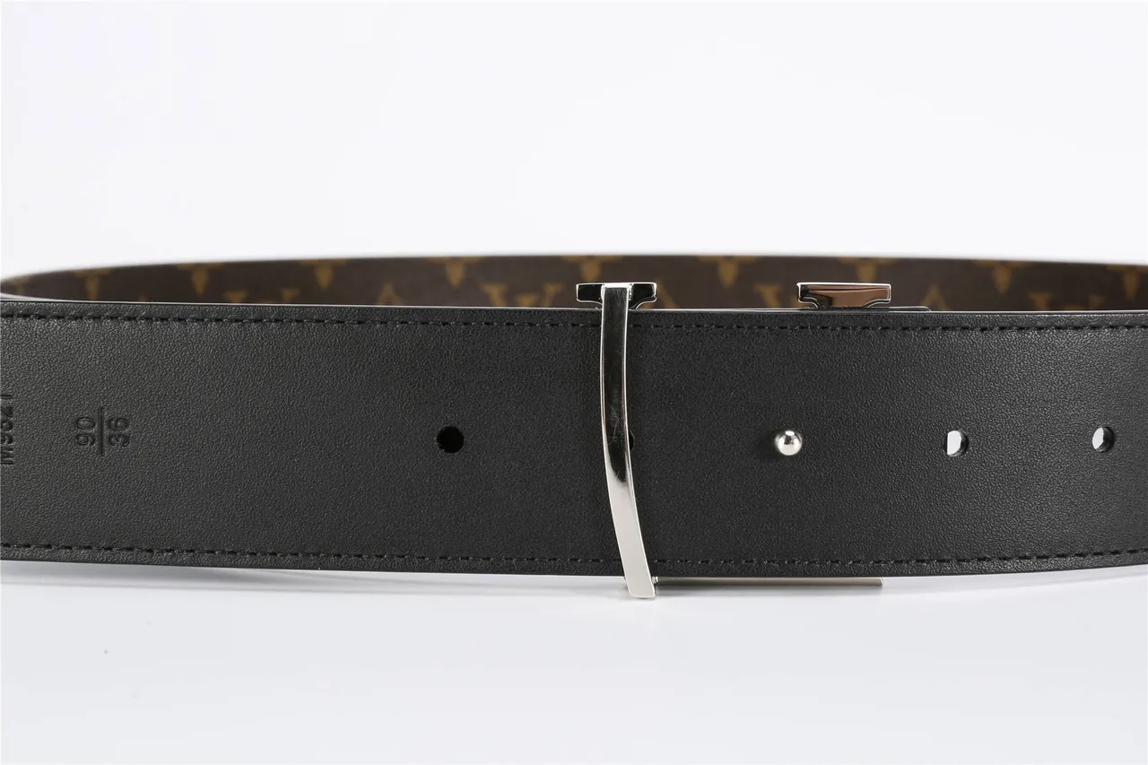 Louis Vuitton Brown Black Monogram Canvas Silver-Tone LV Buckle Leather Belt 8