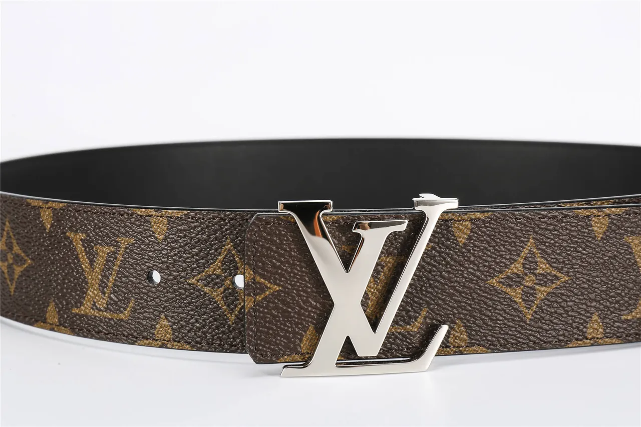 Louis Vuitton Brown Black Monogram Canvas Silver-Tone LV Buckle Leather Belt 9