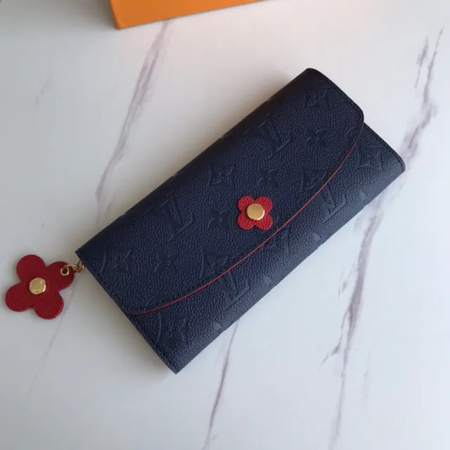 Louis Vuitton Brown Blue Embossed Monogram Leather Flap Closure Long Wallet 17