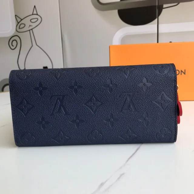 Louis Vuitton Brown Blue Embossed Monogram Leather Flap Closure Long Wallet 18