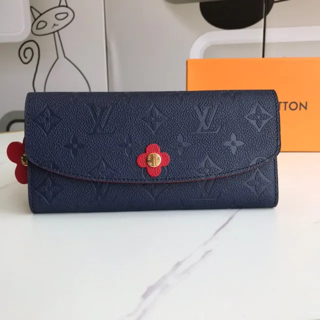 Louis Vuitton Brown Blue Embossed Monogram Leather Flap Closure Long Wallet 19