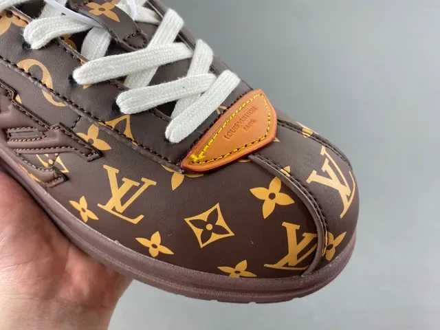 Louis Vuitton Brown Gold Monogram Canvas Embossed LV Logo Lifestyle Sneakers 2