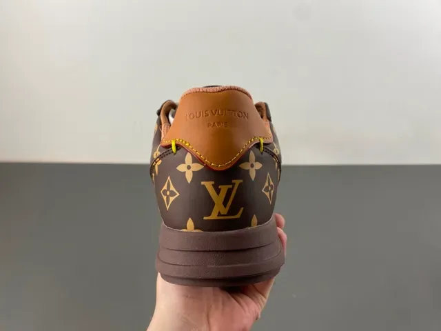 Louis Vuitton Brown Gold Monogram Canvas Embossed LV Logo Lifestyle Sneakers 4