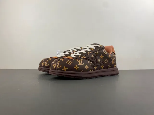 Louis Vuitton Brown Gold Monogram Canvas Embossed LV Logo Lifestyle Sneakers 10