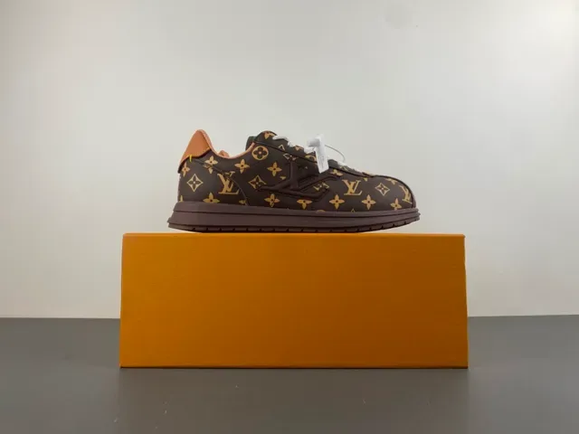 Louis Vuitton Brown Gold Monogram Canvas Embossed LV Logo Lifestyle Sneakers 14