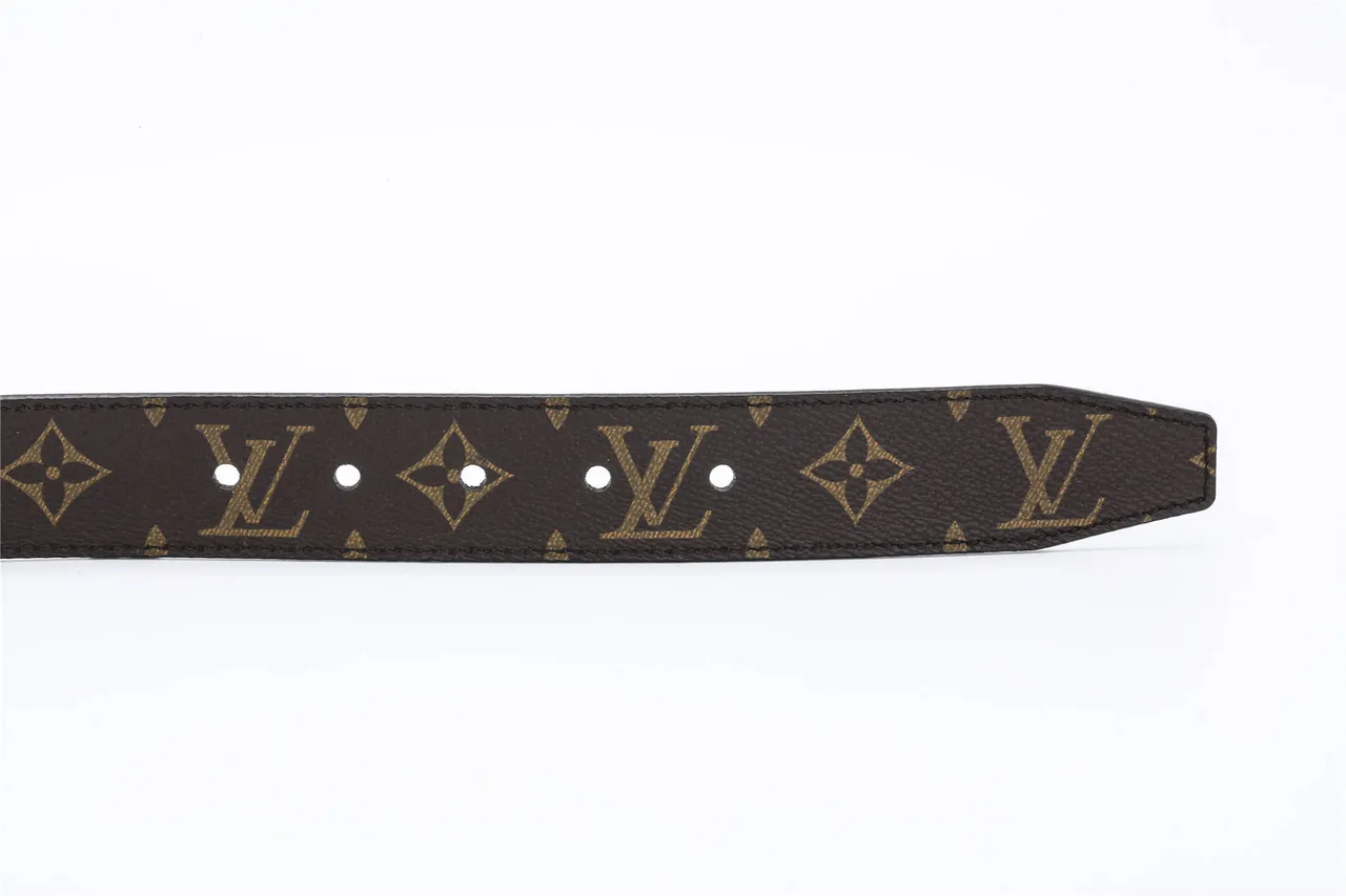 Louis Vuitton Brown Gold Monogram-Coated Canvas Reversible Leather Belt 7