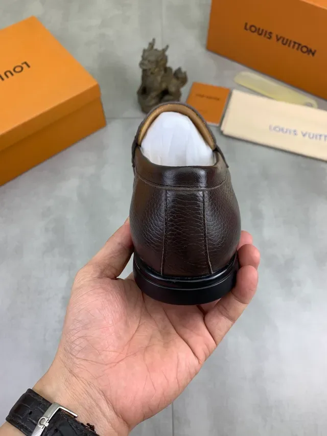 Louis Vuitton Brown Gold Pebbled Leather Horsebit Buckle Loafer 3