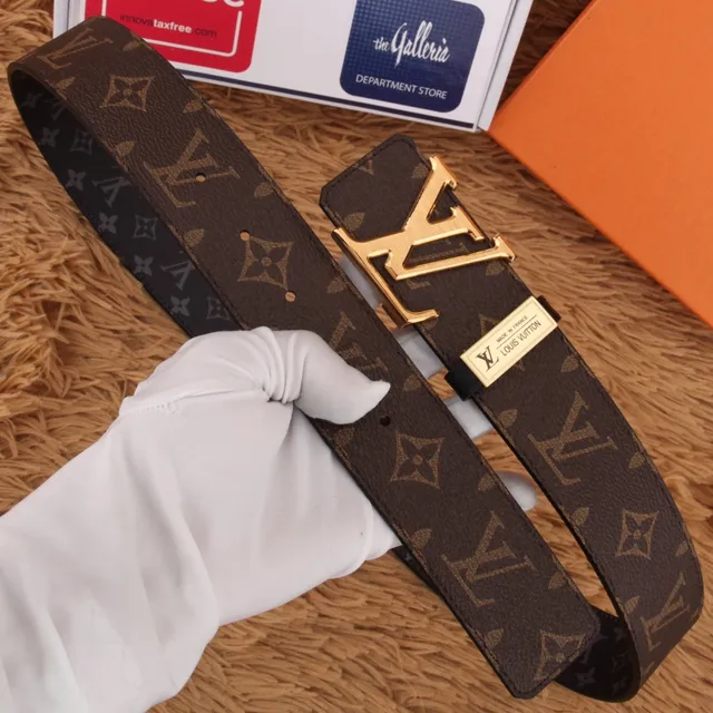 Louis Vuitton marron or reversible monogramme toile LV boucle cuir 6