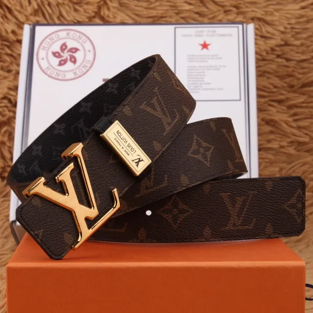 Louis Vuitton marron or reversible monogramme toile LV boucle cuir 9